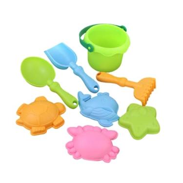 Imagem de YIJU 8x Brinquedos de praia, conjunto de brinquedos de caixa de areia, ferramentas de areia, balde, pá e ancinho para crianças, lembrancinhas de festa, Verde