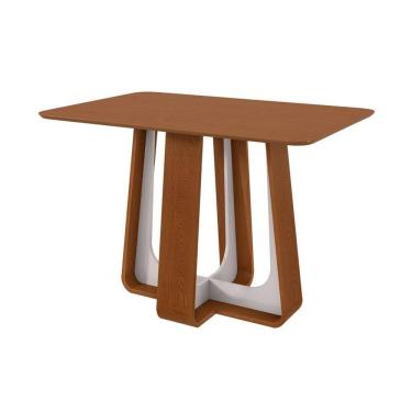 Imagem de Mesa de Jantar Retangular com Tampo de MDF Sintonia Frassino e Off White 120 cm