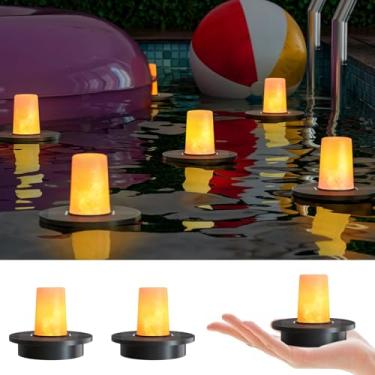 Imagem de GGNOO Luzes solares flutuantes para piscina, pacote com 3 lâmpadas flutuantes de chamas movidas a energia solar, luz de chá para festa de lago, jardim, quintal, decoração ao ar livre