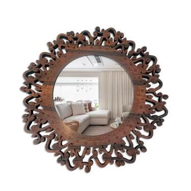 Imagem de Espelho Decorativo Moldura Madeira Pegui Santorini 45 Cm - Creatus