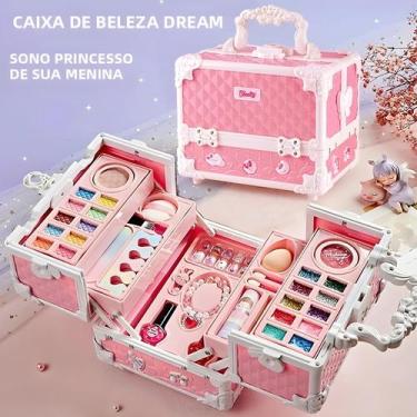 Imagem de Kit De Maquiagem Lavável Para Meninas, 49 Peças Com Estojo De Cosmétic