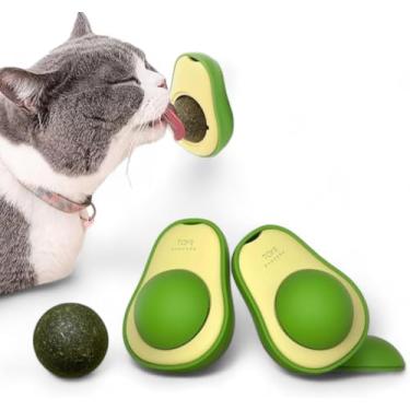 Imagem de Kit 2 Brinquedo Interativo De Abacate Com Catnip Erva Para Gato Natural Bola Para Lamber
