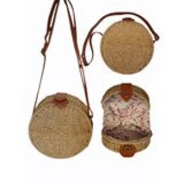 Imagem de Bolsa de Palha Redonda Sintética Tiracolo Moda Praia - Sunoro, Palha