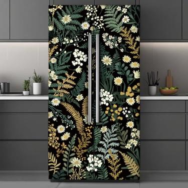Imagem de GOMAKERER 2 peças de folhas de samambaia adesivos removíveis para geladeira, mural autoadesivo para porta de geladeira, painel de freezers, adesivo para decoração de bar de cozinha, 40 x 192 cm