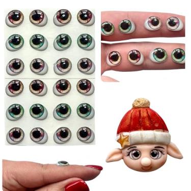 Imagem de Resina 3D Olhos arregalados e agitados – Íris multicor pastel de 11 mm – Conjunto autoadesivo 343-11 (24 peças/12 pares) – para argila de polímero, bonecas, geleca, amigurumi, porcelana fria
