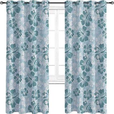 Imagem de Cortinas blackout Havaí para quarto - Cortinas escurecidas com isolamento térmico com ilhós para sala de estar, tratamento de sombreamento completo cortina de isolamento de cozinha, L 213 cm x C 182