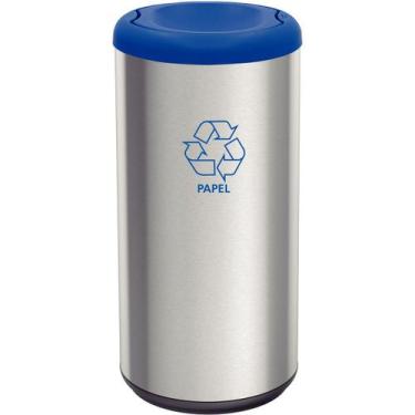 Imagem de Lixeira Inox Tramontina Piemonte 40 L, Azul