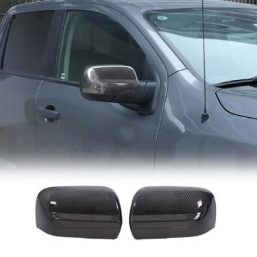 Imagem de Capa de espelho retrovisor de porta compatível com Nissan Titan 2016-2023, acessórios de tampa protetora de espelho retrovisor lateral exterior ABS automotivo, 2 peças (padrão de fibra de carbono)