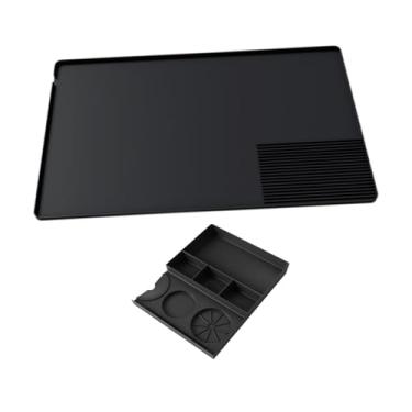 Imagem de YWJLQH Tapete de silicone para cafeteria, caixa de ferramentas destacável e multifuncional de 60x40 cm para de cozinha, sob máquina de café expresso, Preto