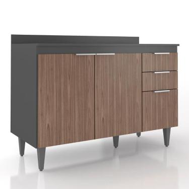 Imagem de Balcão De Cozinha Com Tampo 120cm Pérola Grafite/freijó Z34 - Mpozenato