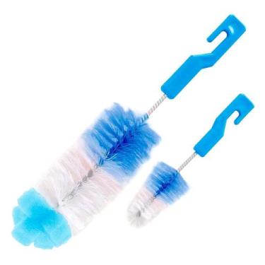 Imagem de Kit de Escovas para Mamadeira e Bicos Esponja - Azul - Buba