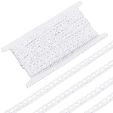Imagem de FREEBLOSS Mini acabamento de renda de algodão branco de 10 metros perfeito para projetos de costura de bonecas, suprimentos de artesanato de costura de 0,8 cm de largura