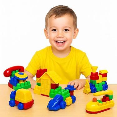 Imagem de Brinquedo Educativo Blocos De Montar Quebra Cuca 120 Peças - Munod Fel