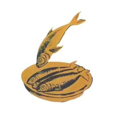 Imagem de Azul Anchovas Sardinhas Ostras Massa Sushi Arte Da Parede Pintura Em T