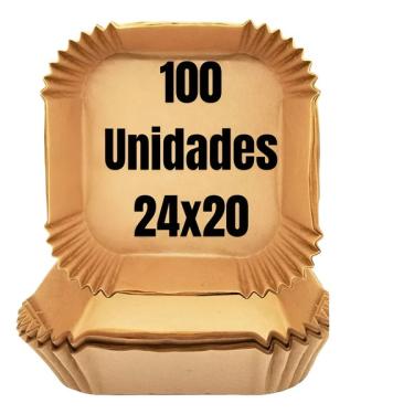Imagem de Kit 100 Formas Papel P/ Airfryer Forro Antiaderente Quadrada