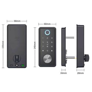 Imagem de Fechadura Digital Beluni Nero Pivotante Bluetooth TTLock 402