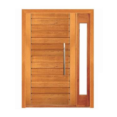 Imagem de Porta Pivotante Contemporânea com Visor Lateral - Madeira Maciça - Angelim