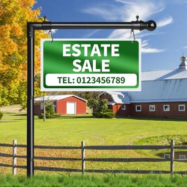 Imagem de Creatyi Placa de metal para imóveis, 215,9 cm, placas de imóveis, placas abertas para uso externo para venda e locação de casas e escritórios (placa não incluída) (preta)