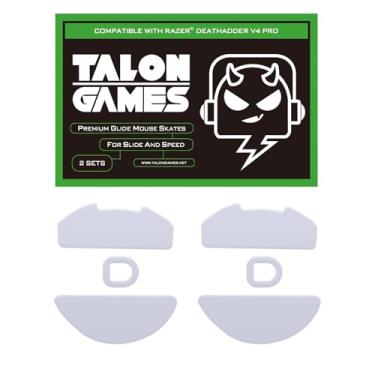 Imagem de 2 conjuntos de patins de mouse com bordas arredondadas e curvas TALONGAMES compatíveis com Razer DeathAdder V4 Pro substituição de pés de mouse para jogos, 0,8 mm, material PTFE puro com almofadas