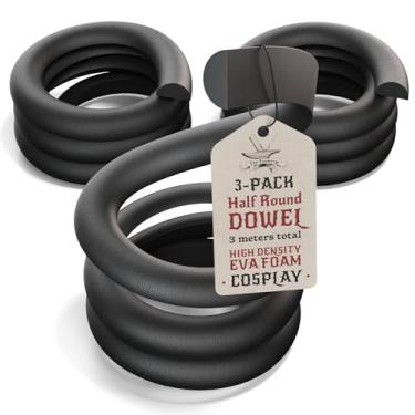 Imagem de The Foamory Cavilha de espuma EVA meio redonda sem desperdício. Pacote com 3 bastões de espuma de artesanato preto de alta densidade de 5-25 mm x 1 m. Pré-cortado, pronto para pintura para guarnição