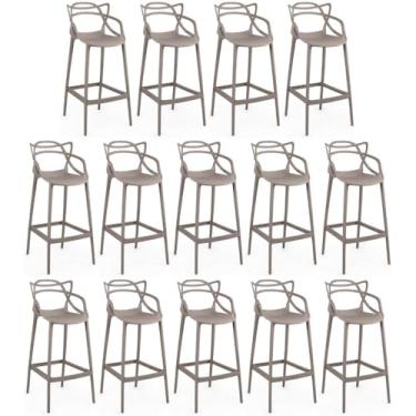 Imagem de Kit 14 Banquetas Allegra com Encosto Design Cozinha/bancada - Fendi