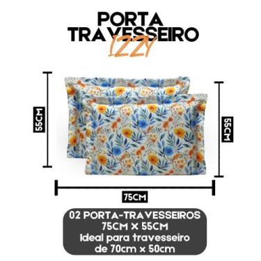 Imagem de Kit Porta Travesseiro Percal 180 Fios Algodão 02 Peças Toque Macio Div