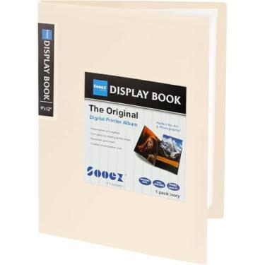 Imagem de Pasta com 30 envelopes Sooez Envelopes de plástico 23 x 30 cm, resistente com protetores de folha transparentes, exibição de 60 páginas para documentos e portfólio de obras de arte (marfim)