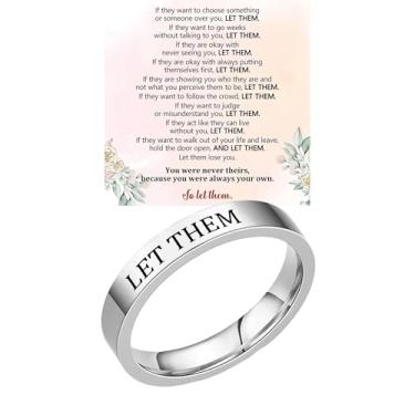 Imagem de Anel Let Them para mulheres e homens, anel de motivação de autoestima com gravação de aço inoxidável, anéis empilháveis, joias inspiradoras de presente de amizade para irmãs de irmandade, melhores
