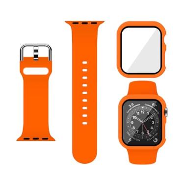 Imagem de XFEN Pulseira esportiva de silicone tamanho M/G com protetor de tela para Apple Watch série 10 de 46 mm - laranja