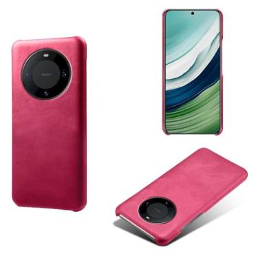 Imagem de Capa para Huawei Mate 60,Proteção contra quedas,Casca de volta de cor sólida simples,Design de couro de imitação de plástico-Rose