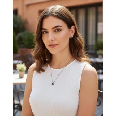 Imagem de Conjunto Delicado Black Esmeralda Cravação Inglesa - Bia Joias Contemp