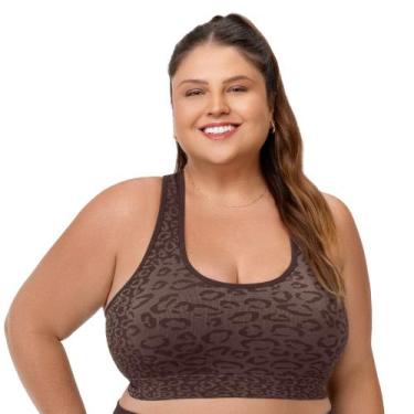 Imagem de Top Fitness Nadador Plus Oncinha com Bojo Removível Marrom Zee Rucci, 