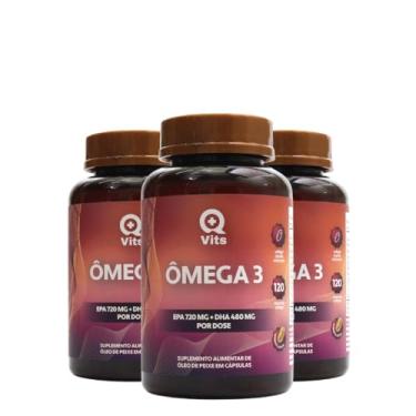 Imagem de Kit Ômega 3 1000mg Concentrado EPA 720mg DHA 480mg QMaisVits 360 Cápsulas Softgel