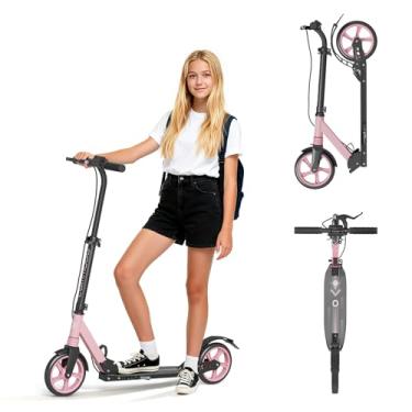 Imagem de Patinete para crianças a partir de 8 anos, adolescentes, adultos, scooter leve dobrável de suspensão dupla com rodas grandes de 20 cm, carga máxima de 109 kg de largura