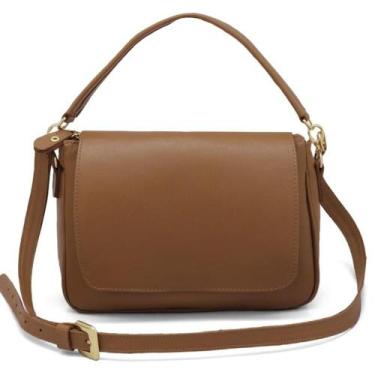 Imagem de Bolsa Feminina Couro Compacta Alça Regulável - Mila Marques, Caramelo,
