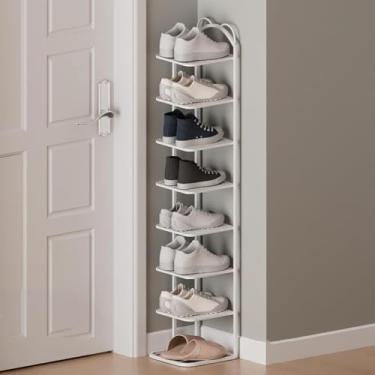 Imagem de Cabideiro Para Entrada, Sapateira Com Prateleira, Sapateira Para Entrada, Sapateira Estreita, Organizador De Sapateira De Canto Para Armário, Porta, Garagem, Sala De Estar, Bianco, 8 Tiers