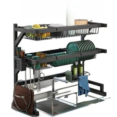 Imagem de 85cm Escorredor De Louça Suspenso Boutique Kitchen Rack Aço Inoxidável Organizador Louça Qualidade (Duplo - largura 85cm)