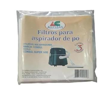 Imagem de SACO FILTRO DESCARTÁVEL PARA ASPIRADOR DE PÓ CONSUL SUPER 1400 Contém 3 unidades