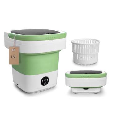 Imagem de Mini máquina de lavar portátil, 16L atualizada com máquina de lavar roupa com cesta giratória, 3 modos de limpeza adequados para roupas pequenas, design dobrável ideal para hotel, casa, apartamento