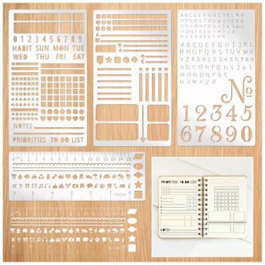 Imagem de Estêncil de planejador de metal, 4 peças, estênceis de gravação de diário à prova de ferrugem para diário, marcadores, réguas, agendas, álbuns de recortes (metal 4)