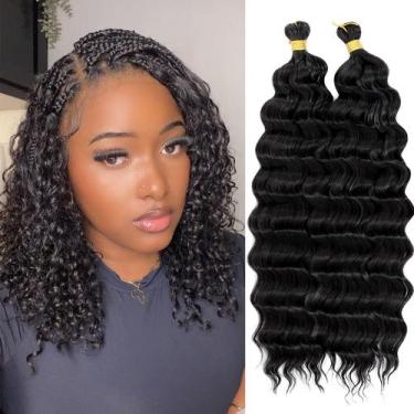 Imagem de Braiding Hair Eerya Long Curly 35 cm, 2 pacotes cor de vinho para mulh