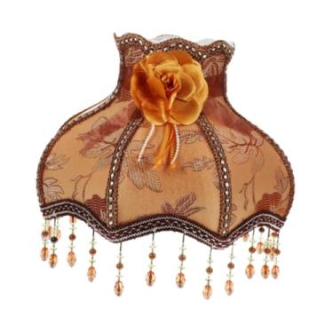 Imagem de Fenteer Abajur com franjas, abajur de tecido, decorativo para de mesa de chão, de mesa com borla para quarto e casa, Marrom