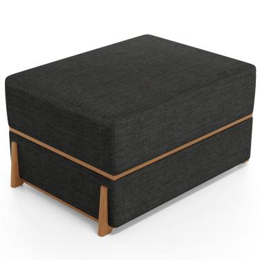 Imagem de Puff Decorativo Retangular Para Sala de Estar Domus L02 Linho Chumbo - Lyam Decor