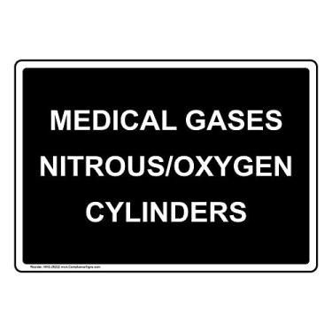 Imagem de ComplianceSigns. Com Placa de Gases Médicos Nitrous/Cilindros de Oxigênio, 25,4 x 17,8 cm Plástico para Gases de Instalações Médicas Hazmat, Feito nos EUA