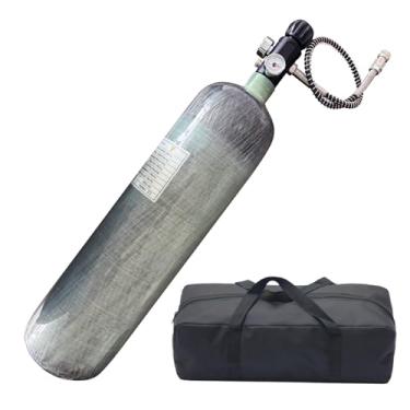 Imagem de Orcair Tanque de fibra de carbono CE 3L/183ci 4500psi Pcp Tanque com válvula de calibre duplo leve HPA/Scuba/Paintball Estação de enchimento de tanque de ar