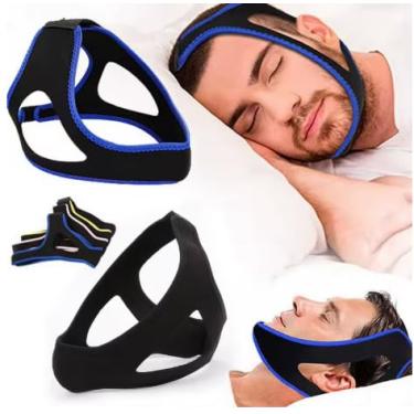 Imagem de Máscara Faixa Anti-Ronco Ajustável para Cabeça e Queixo, com 3 Pontos de Fixação, Reforçada, Lavável e Confortável, Ideal para Apneia e Parar de Roncar, Aparelho Stop Ronco, Preta e Durável (Preto)