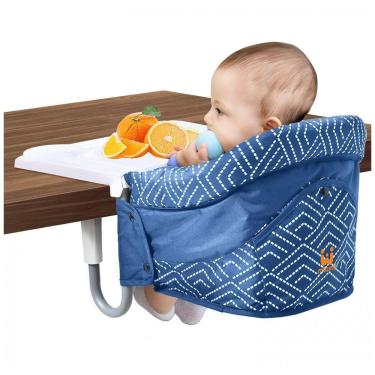 Imagem de Cadeira de Alimentação Portátil com Encaixe em Mesa e Bandeja, MTWML, Azul