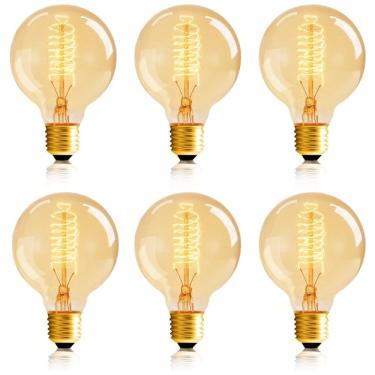 Imagem de Lâmpada LED Vintage E26, 60W Ambar 4000K, 6 Un, 110v, HESSION, Marrom claro