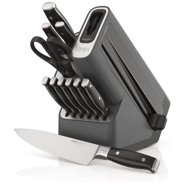 Imagem de Conjunto de Facas com Afiador Embutido e Bloco de Bancada 12 Peças, NINJA K32012, Preto