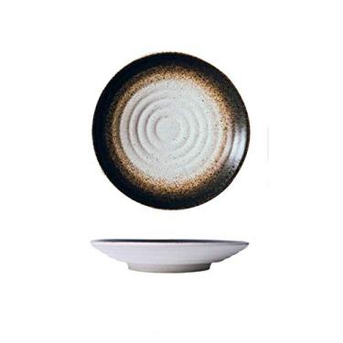 Imagem de Prato de serviço prato de jantar redondo para uso diário familiar, prato de massa simples, prato de salada, prato de lanche, prato de servir de 20 cm, pratos seguros para micro-ondas, forno e